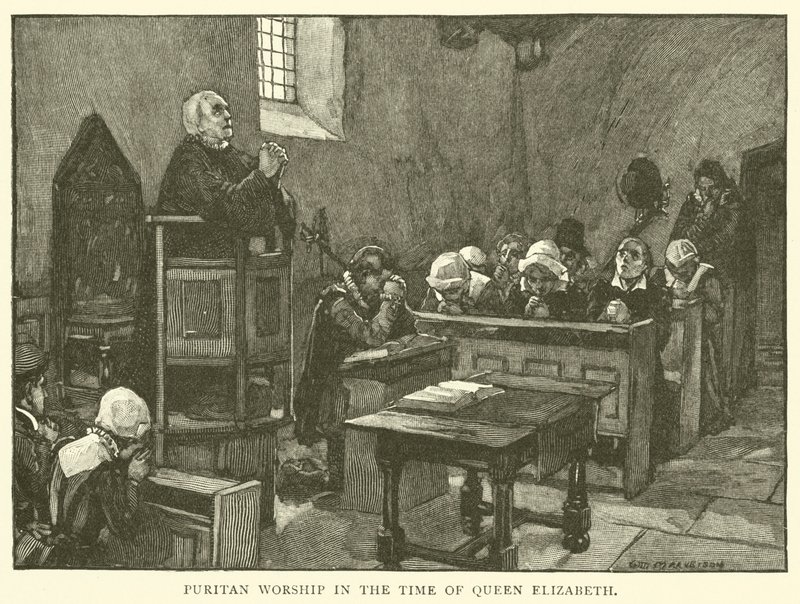 Puritánské uctívání v době královny Alžběty od after William Henry Margetson
