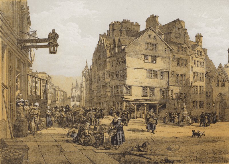 High Street od Head of West Bow, Lawnmarket (chromolitho) od after William Leighton Leitch