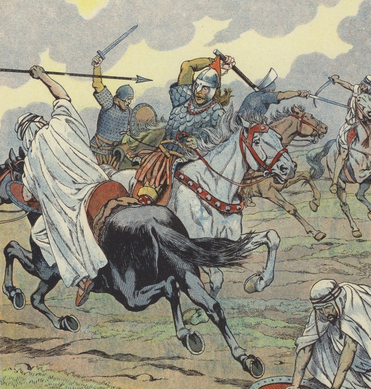 Charles Martel v bitvě u Poitiers, 732 od Onfray de Breville Job