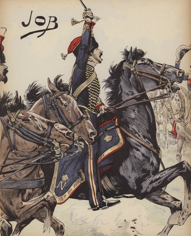 Francouzský jezdec z napoleonských válek (barevné lito) od pseudonym for Onfray de Breville Jacques Job