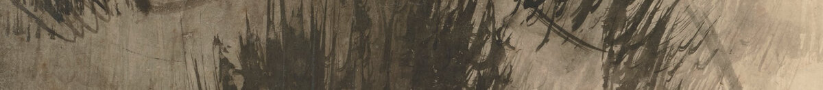 Borovice (Hasegawa Tohaku), Detail: Dunkle Kiefernkrone im Zentrum