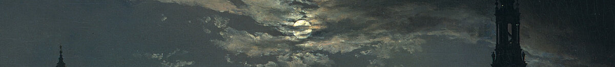 Pohled na Drážďany za měsíčního svitu (Johan Christian Dahl), Detail: Mond über den Wolken