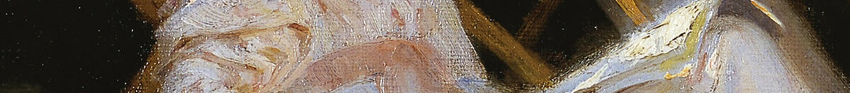 Marie Krøyer sedící na lehátku v zahradě u domu paní Bendsenové (Peder Severin Krøyer), Detail: Lesende Frau im Liegestuhl