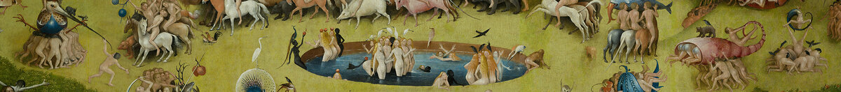 Zahrada pozemských rozkoší (Hieronymus Bosch), Detail: Reiterkarussell um den Frauenteich