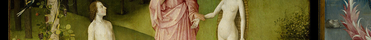 Zahrada pozemských rozkoší (Hieronymus Bosch), Detail: Adam, Eva und Christus im Paradies