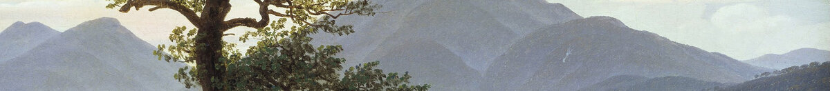 Osamělý strom (Caspar David Friedrich), Detail: Blaue Bergkette