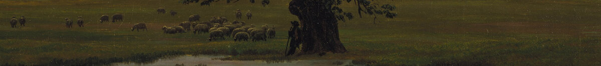 Osamělý strom (Caspar David Friedrich), Detail: Hirte am Stamm mit Schafherde