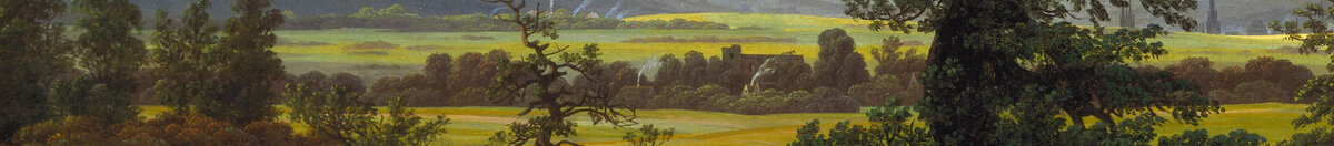 Osamělý strom (Caspar David Friedrich), Detail: Gelbe Felder und Bäume links