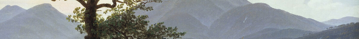 Osamělý strom (Caspar David Friedrich), Detail: Blaue Bergkette