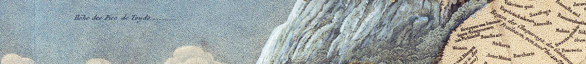 Geografie rostlin v tropických zemích, studie And, kresba Schoenbergera a Turpina, tisk Langlois, Paříž (Baron Friedrich Alexander von Humboldt), Detail: Gletscher und Bergflanke