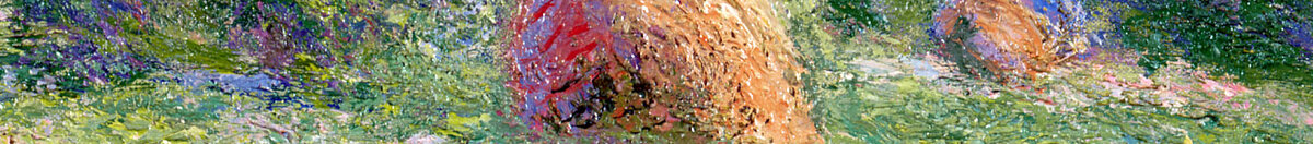 Jarní dojem, Giverny, 1890 (Claude Monet), Detail: Heuhaufen in der Wiese