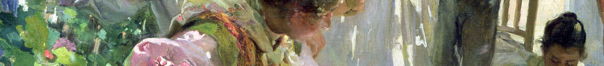 Spravování plachty, 1896 (Joaquín Sorolla), Detail: Näherinnen mit rosa Bluse