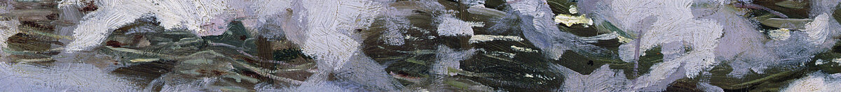 Straka (Claude Monet), Detail: Schneebedeckte Hecke