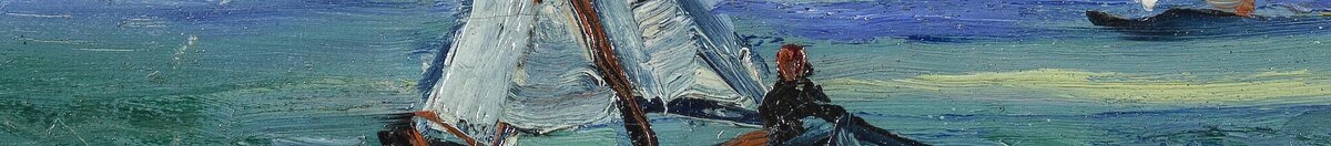 Mořská krajina u Les Saintes-Maries-de-la-Mer (Vincent van Gogh), Detail: Fischerboot mit weißen Segeln