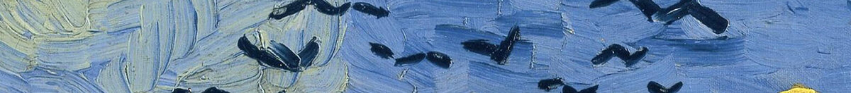 Pšeničné pole s vránami (Vincent van Gogh), Detail: Krähenschwarm über dem Feld