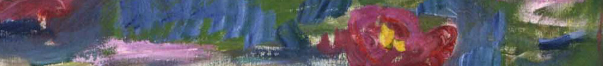 Lekníny, 1916 (Claude Monet), Detail: Blüten links mit Spiegelung