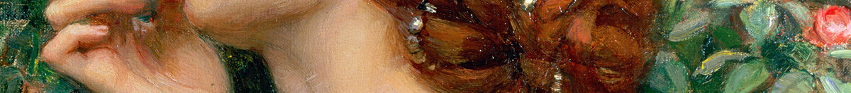 Duše růže, 1908 (John William Waterhouse), Detail: Rotes Haar mit Perlen