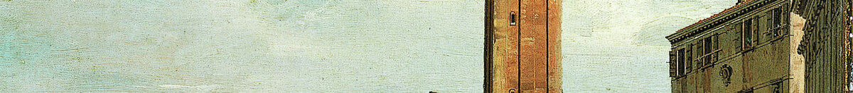 Canal Grande, Benátky, pohled k jihovýchodu, s Campo della Carità vpravo, 30. léta 18. století. (Giovanni Antonio Canal), Detail: Campanile am Kanal