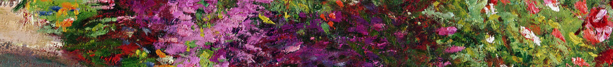 Cesta v Monetově zahradě, Giverny, 1902 (Claude Monet), Detail: Rosa Blütenrand rechts
