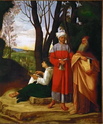 Tři filozofové, Pythagoras, Thalés a Ferekydes (olej na plátně)