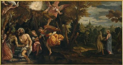 Křest a pokušení Krista, kolem roku 1582 (olej na plátně)