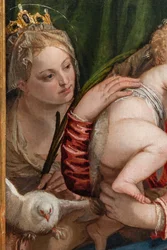 Madona a Jezulátko mezi S. Kateřinou z Alessandrie a Petrem, detail
