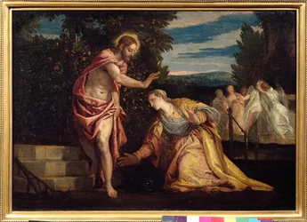 Kristus se zjevuje Madeleine (Noli me tangere) Obraz Paola Veronese (1528-1588) Rozm. 0,67 x 0,97 m. Grenoble. Musee Des Beaux Arts - Kristus zjevující se Marii Magdaleně (Noli Me Tangere). Obraz Paola Veronese (1528-1588). 0,67 x 0,95 m. Bea