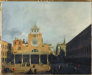 Náměstí před San Giacomo di Rialto, Benátky (malba na plátně)