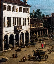 Pohled na Mestre s Canale delle barche, detail, asi 1755-1760 (olej na plátně)