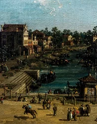 Pohled na Mestre s Canale delle barche, detail, asi 1755-1760 (olej na plátně)
