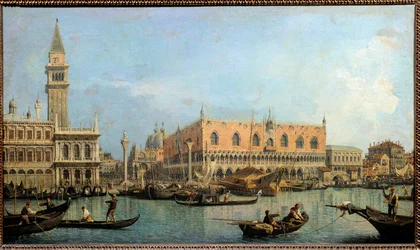 Molo, pohled z povodí svatého Marka v Benátkách. Obraz Antonia Canala, zvaného Canaletto (1697-1768), 18. století. 0,47 x 0,81 m