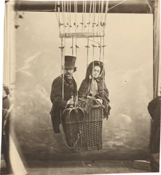 Autoportrét s manželkou Ernestine v balónové gondole,c. 1865, vytištěno cca 1890 (foto)