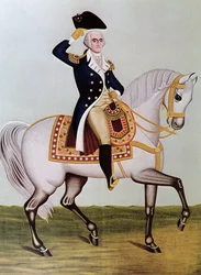 George Washington na koni (barevné lito)