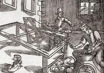 Hedvábné vinutí, faksimile obrazu v knize Edwarda Williama "Virginia Truly Valued", 1650, z 
