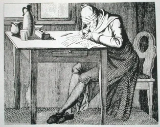 Gaspard Lavater (1741-1801) ve své studii, kopie ilustrace z jeho 