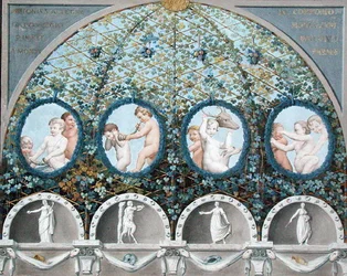 Design for a Ceiling Fresco, vydáno kolem roku 1780 (kvaš, inkoust a akvarel na leptaném podkladu) (viz také 192025-026