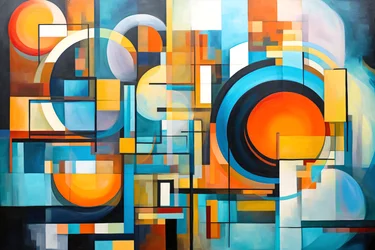 Geometrické abstraktní fúze Jasné barvy v olejomalbě a akrylové výzdobě stěn