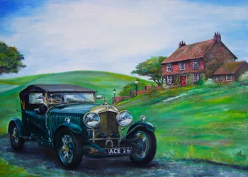 Bentley 1928 Olej na plátně Rabe
