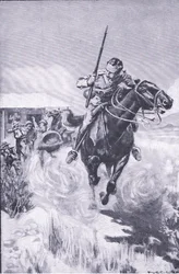 Útěk scouta, z After Pretoria: The Guerilla War vydané Harmsworth Bros Limited
