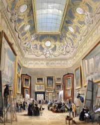 Studijní den v Louvru, kolem roku 1850