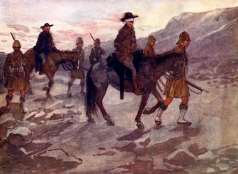 Búrští vůdci byli oslepeni páskou přes oči a střeženi vojáky pluku Black Watch, 1902, 1905.