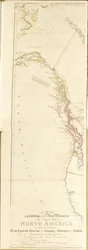 Mapa zobrazující všechny nové objevy ve vnitrozemí Severní Ameriky