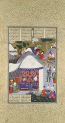 Zal se ptá na Samovy záměry ohledně rodu Mihrab, Folio 81v..., ca. 1525-30.
