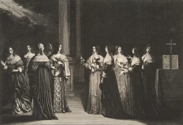 Moudré panny odmítají ropu pošetilým pannám, ca. 1635.