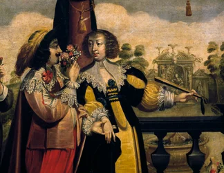 Čich, cca 1635, Abraham Bosse (1604-1676), podle malby ze série 5 neznámého umělce, detail. Francie