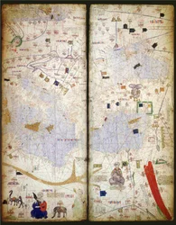 Katalánský atlas, listy 7 a 8, 1375