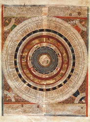 Cosmographie: zobrazení Země jako astronoma s astrolábem