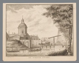 Pohled na Morspoort v Leidenu The Morsch Gate (název na objektu)
