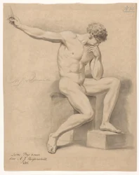 Sedící mužský akt, pohled zepředu (3. cena 1805)