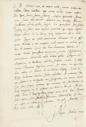 Autogram podepsaný jeho synovci Jacobu Coolovi (Jacobus Colius), Antverpy, 2. února 1595 (pero a inkoust na papíře)